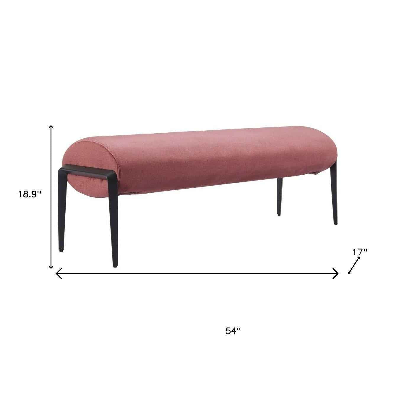 54" Brown and Black Fabric Upholstered Bench