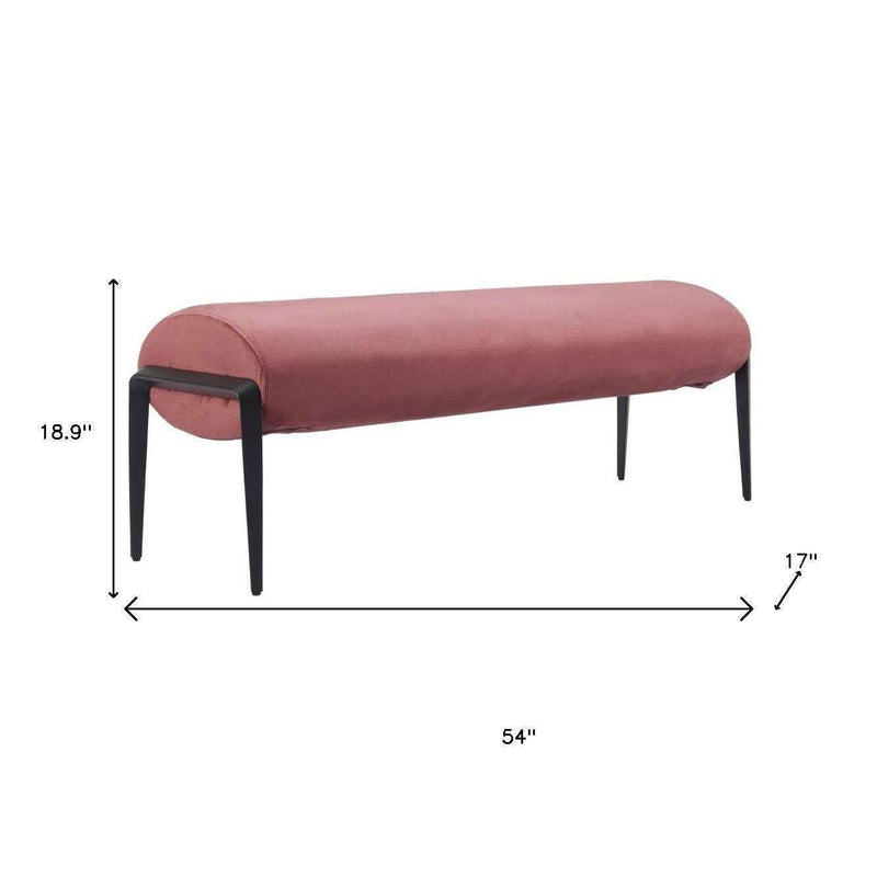 54" Brown and Black Fabric Upholstered Bench