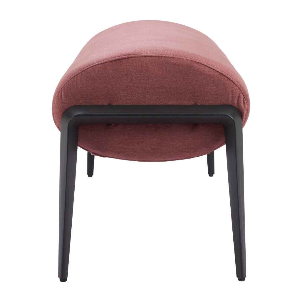 54" Brown and Black Fabric Upholstered Bench