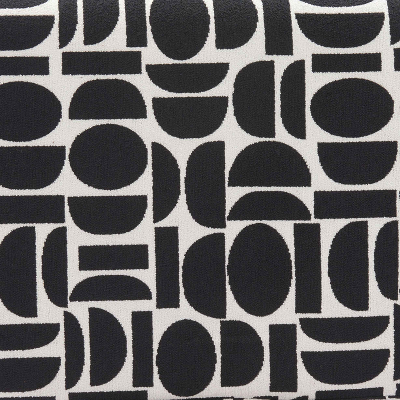 49" White and Black Fabric and Solid Wood Upholstered Bench