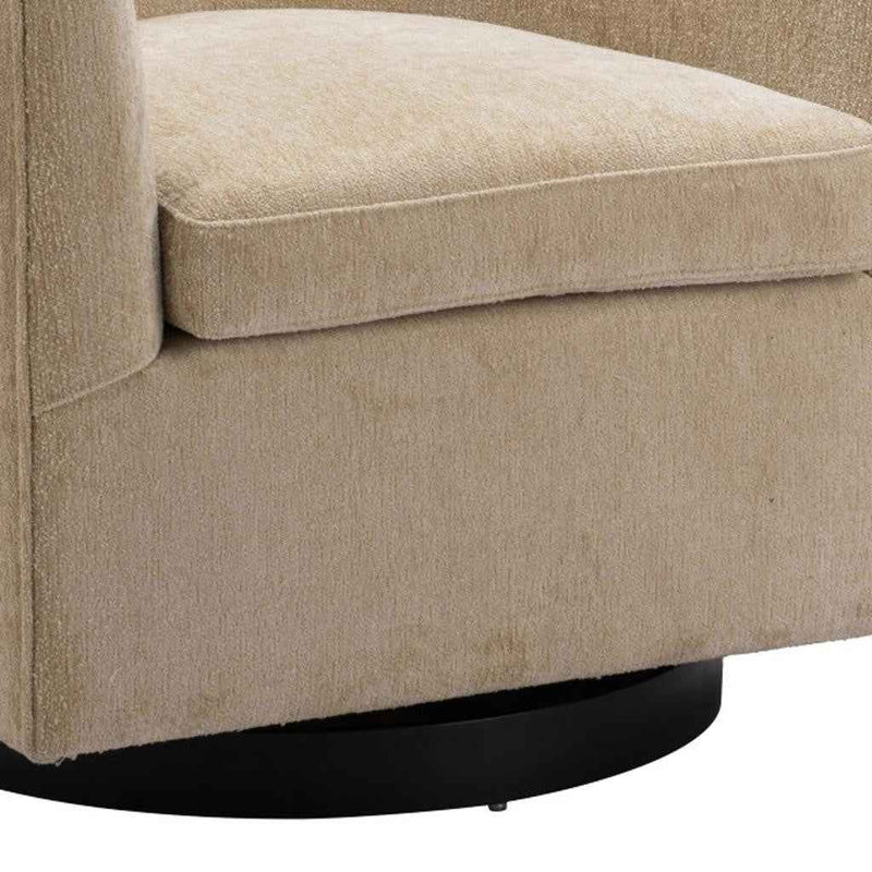 30" Beige Upholstered Swivel Arm Chair