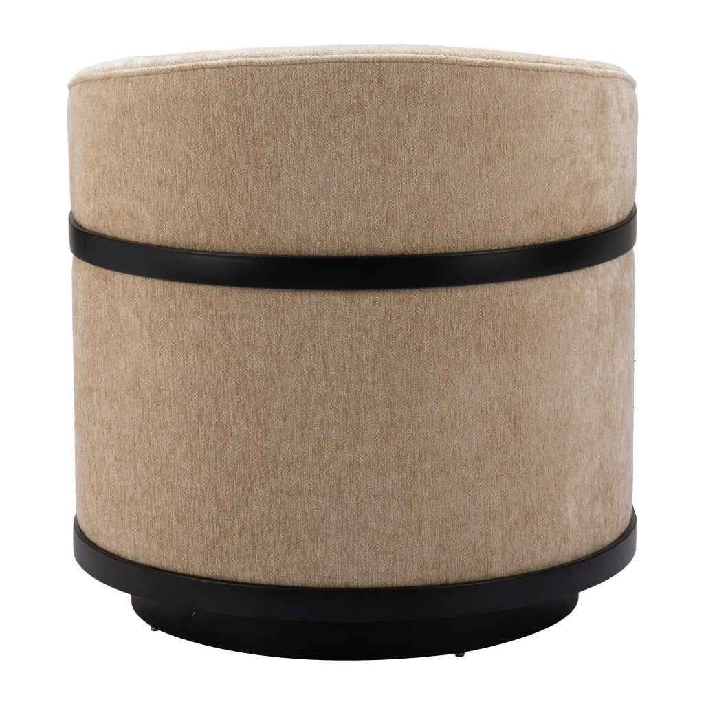 30" Beige Upholstered Swivel Arm Chair