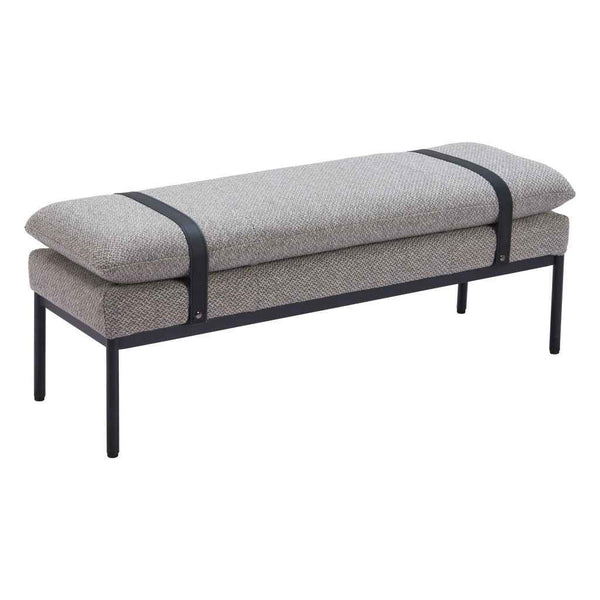 48" Gray and Black Fabric Upholstered Bench Default Title