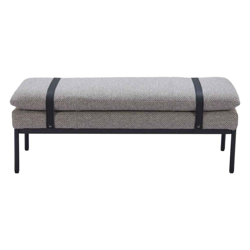 48" Gray and Black Fabric Upholstered Bench