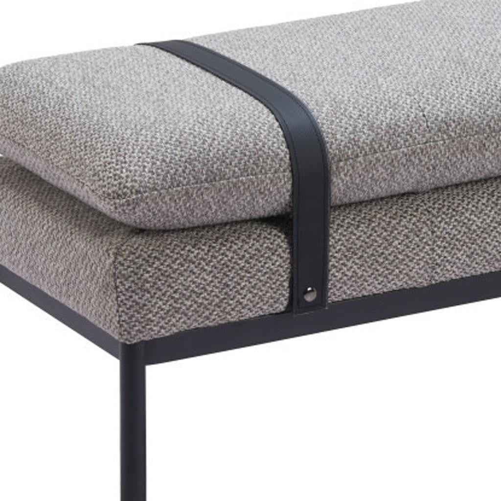 48" Gray and Black Fabric Upholstered Bench