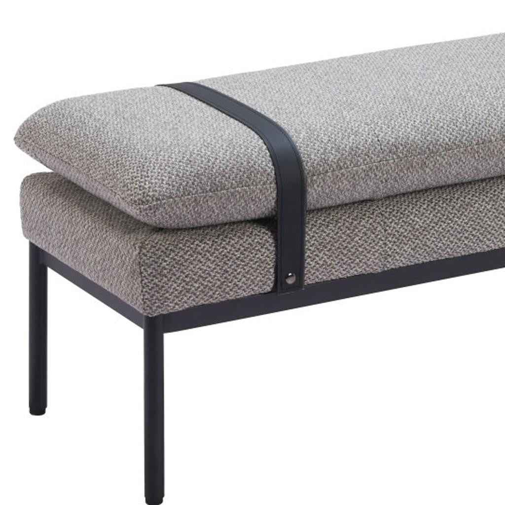 48" Gray and Black Fabric Upholstered Bench