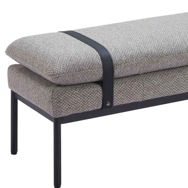 48" Gray and Black Fabric Upholstered Bench