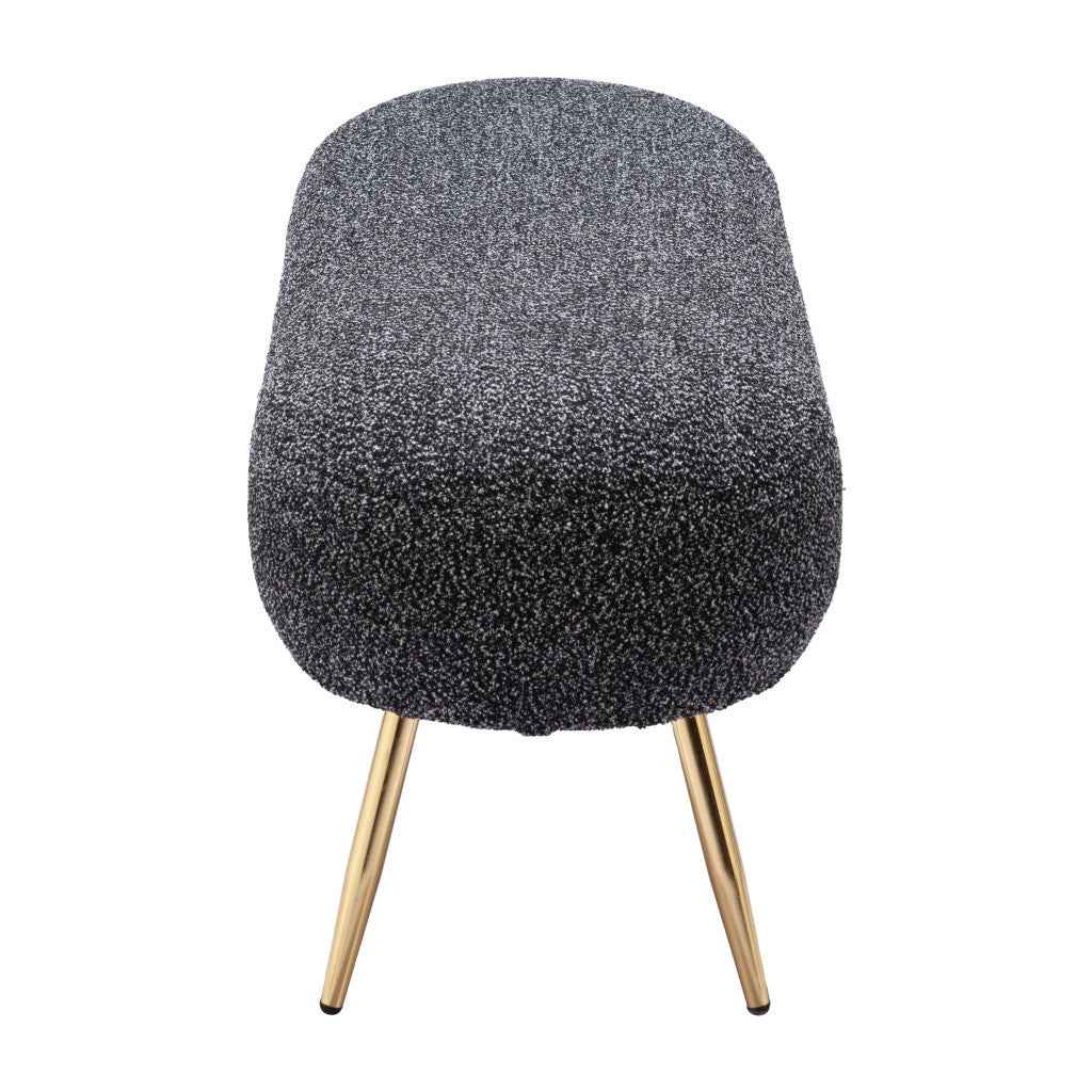 48" Black and Gold Fabric Upholstered Bench