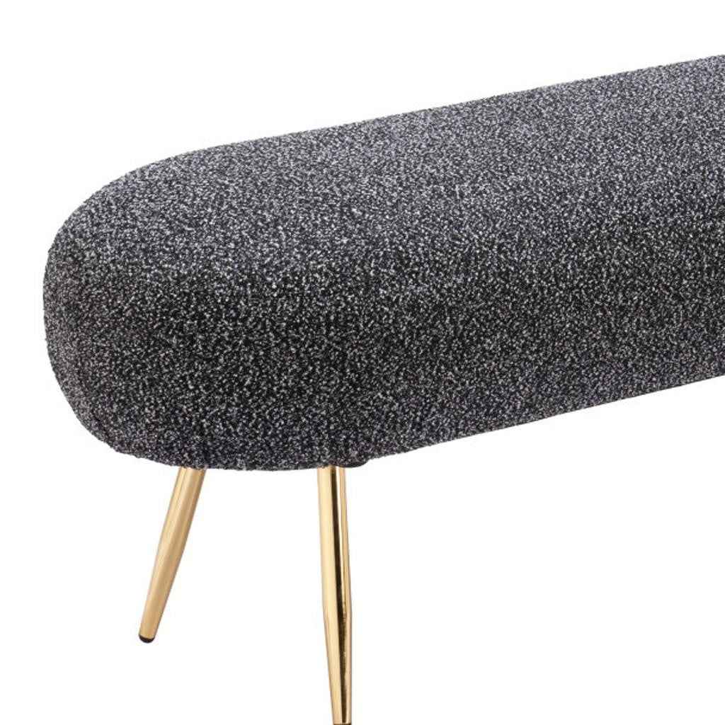 48" Black and Gold Fabric Upholstered Bench