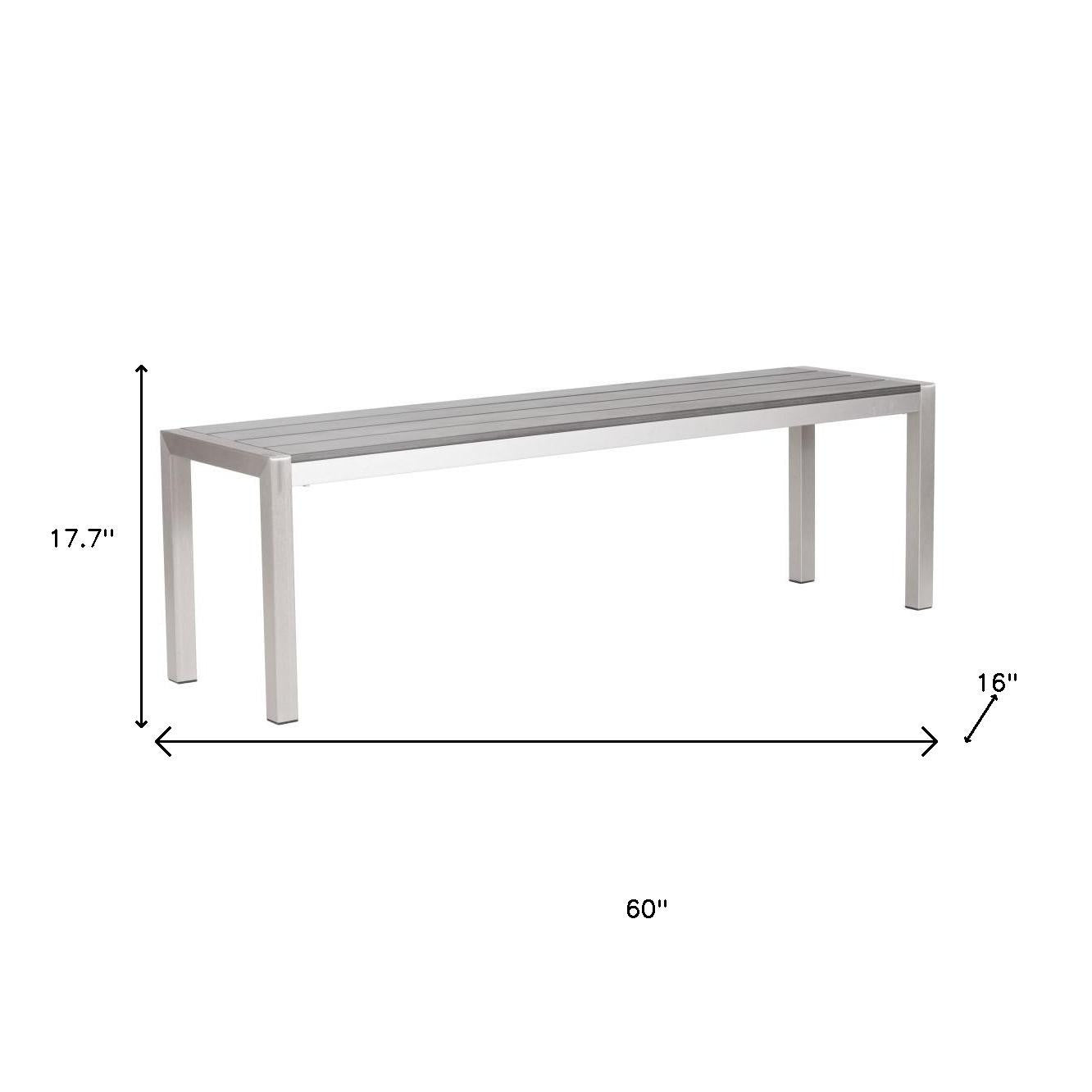 60" Silver and Aluminum Bench - GreatEagleInc