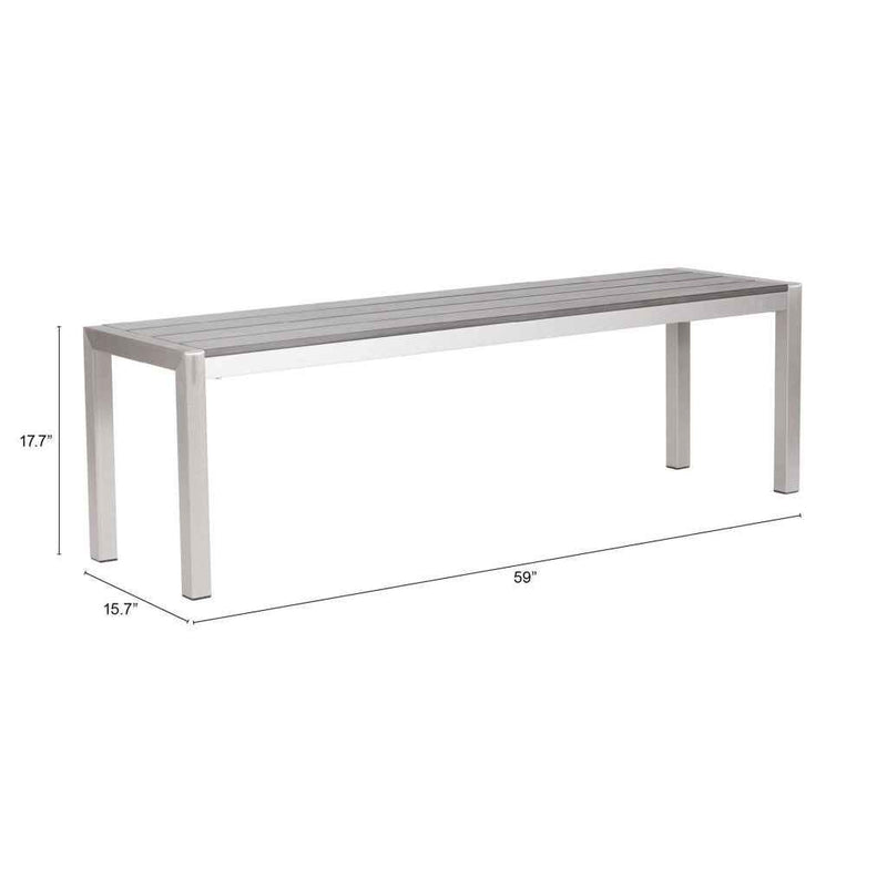 60" Silver and Aluminum Bench