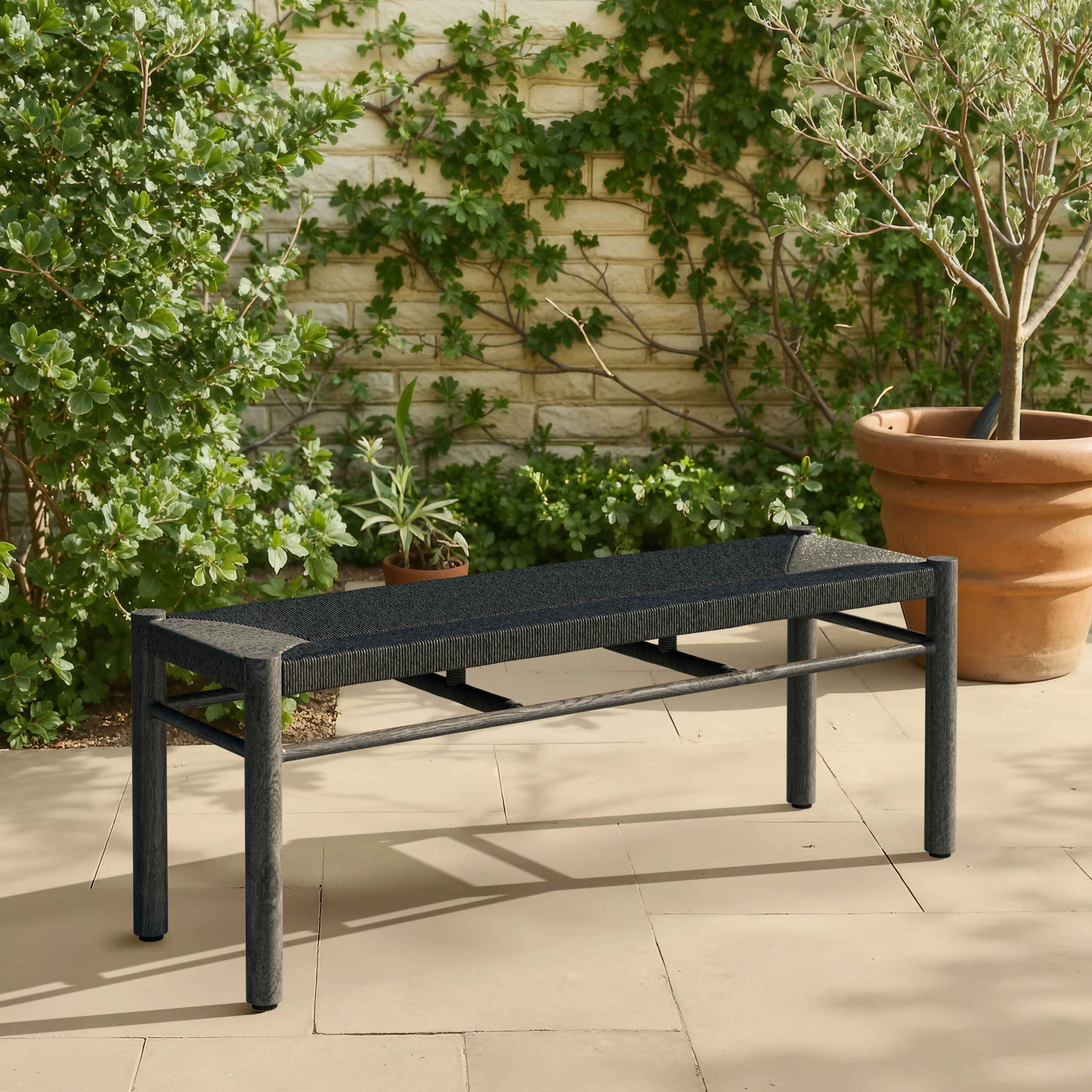 48" Black and Aluminum Bench