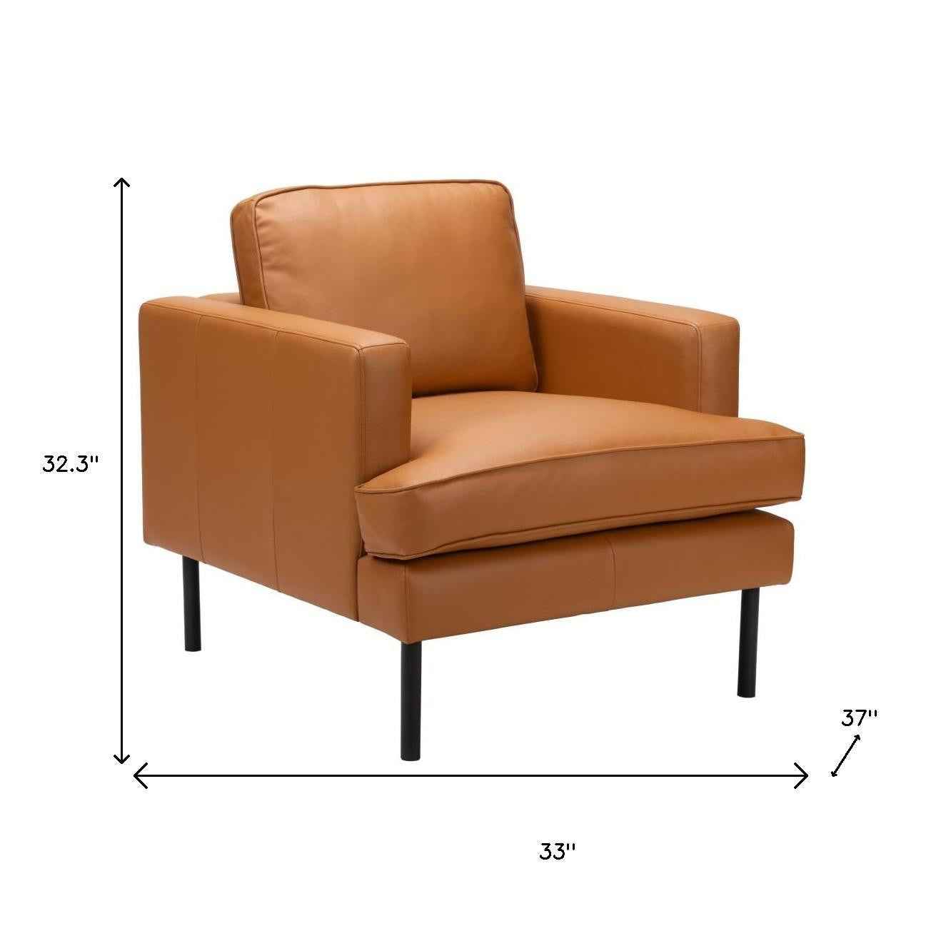 33" Brown Upholstered Arm Chair