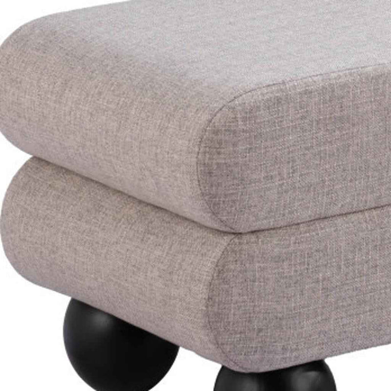 46" Gray and Black Fabric and Solid Wood Upholstered Bench