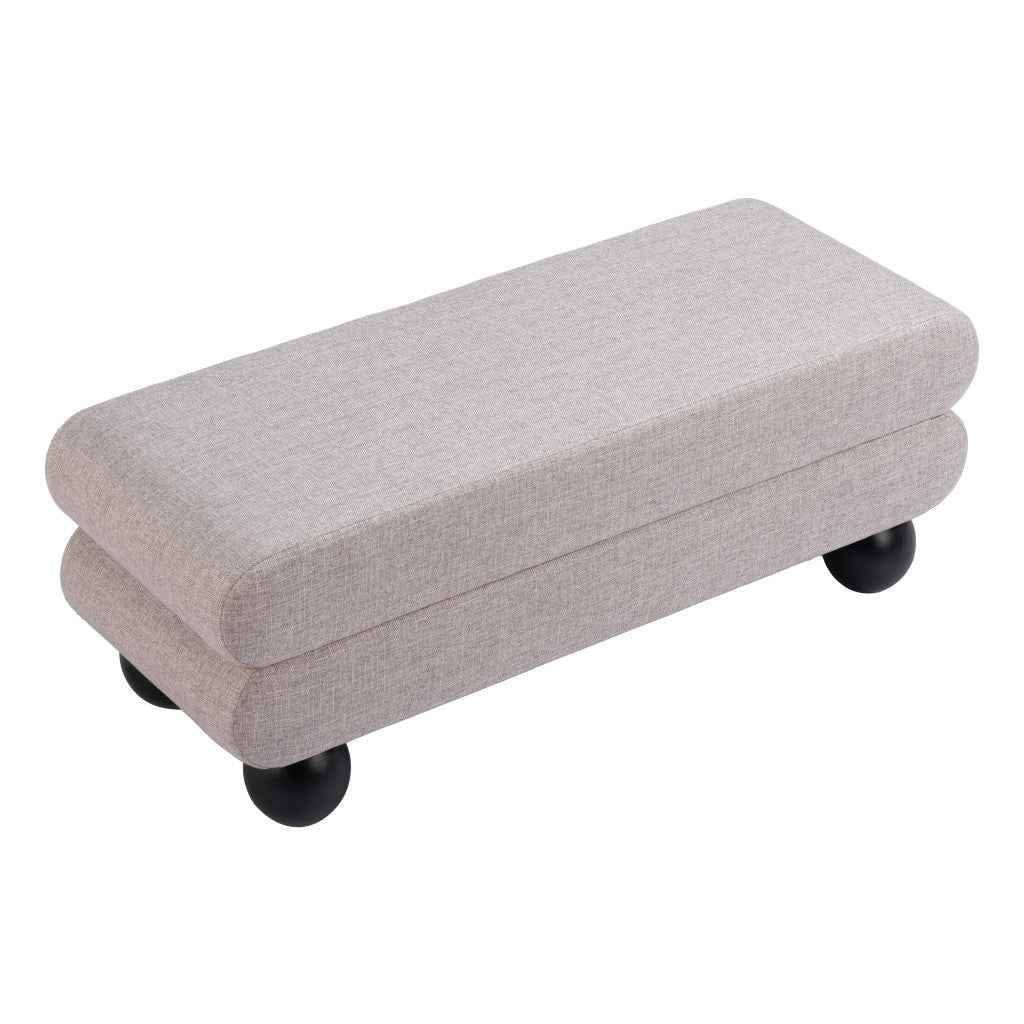 46" Gray and Black Fabric and Solid Wood Upholstered Bench