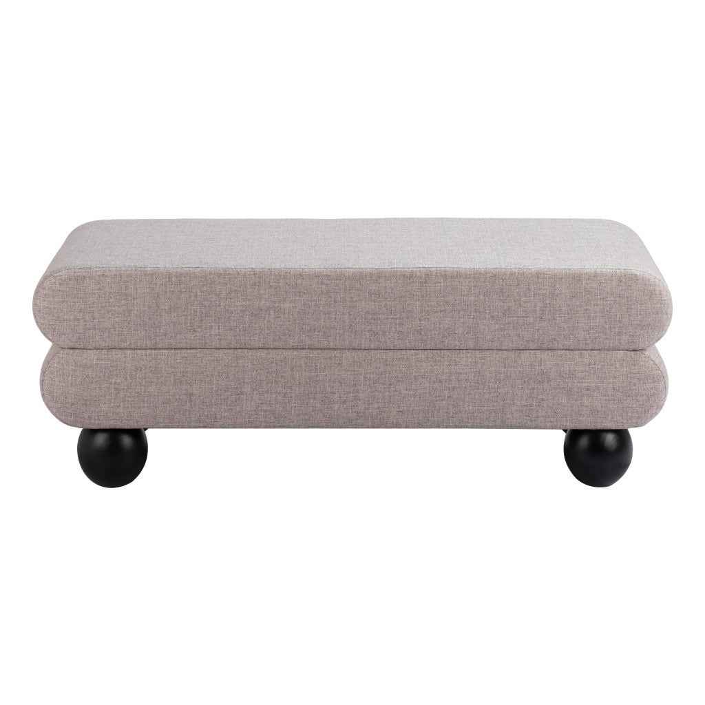46" Gray and Black Fabric and Solid Wood Upholstered Bench