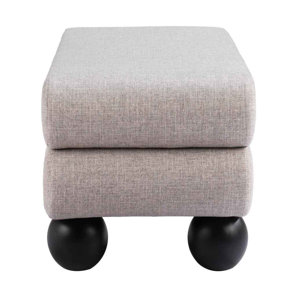 46" Gray and Black Fabric and Solid Wood Upholstered Bench