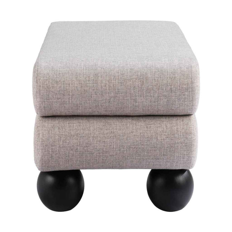 46" Gray and Black Fabric and Solid Wood Upholstered Bench