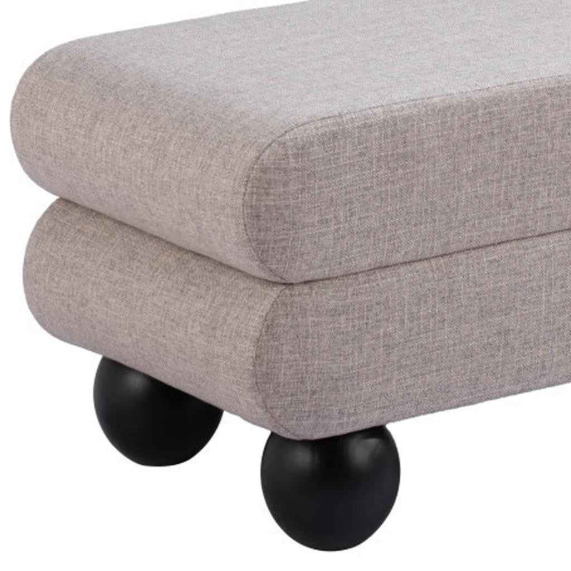 46" Gray and Black Fabric and Solid Wood Upholstered Bench