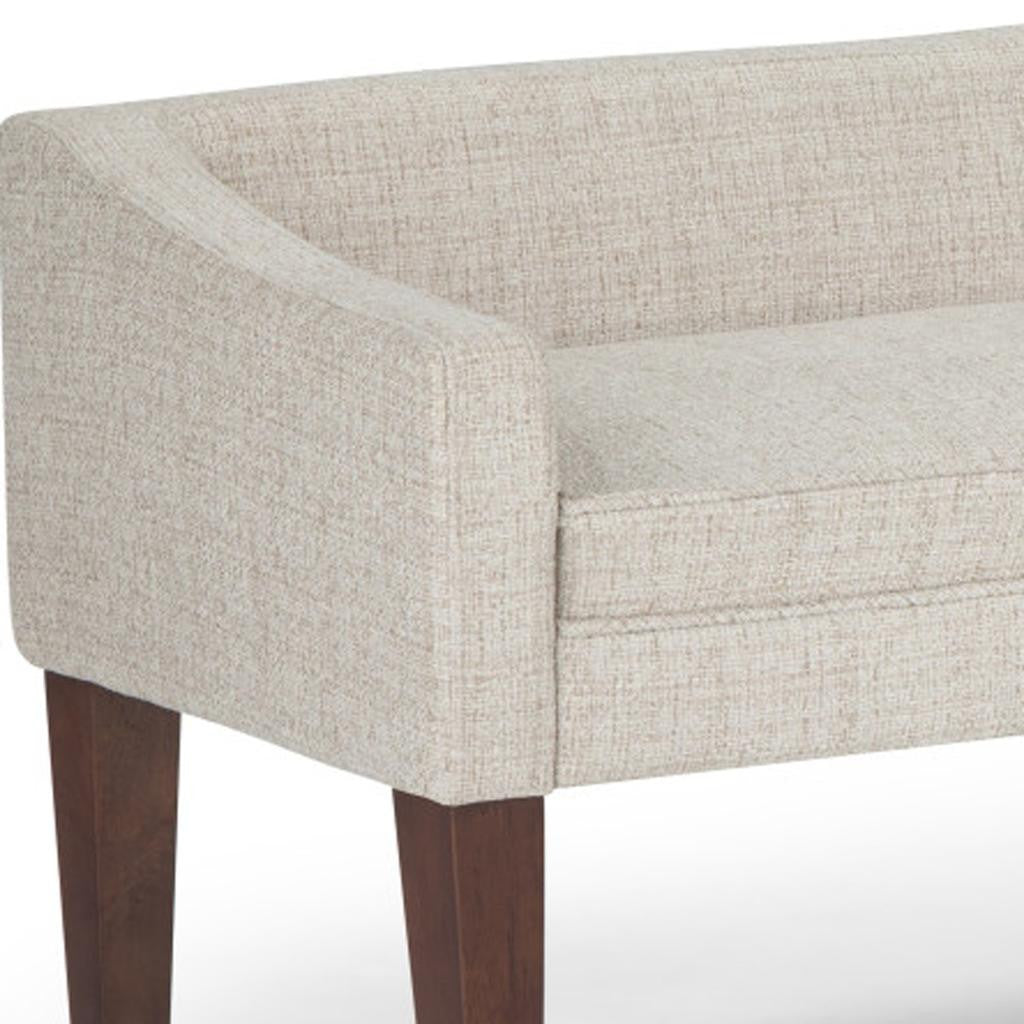 50" Beige and Brown Fabric and Wood Upholstered Bench - Living Room