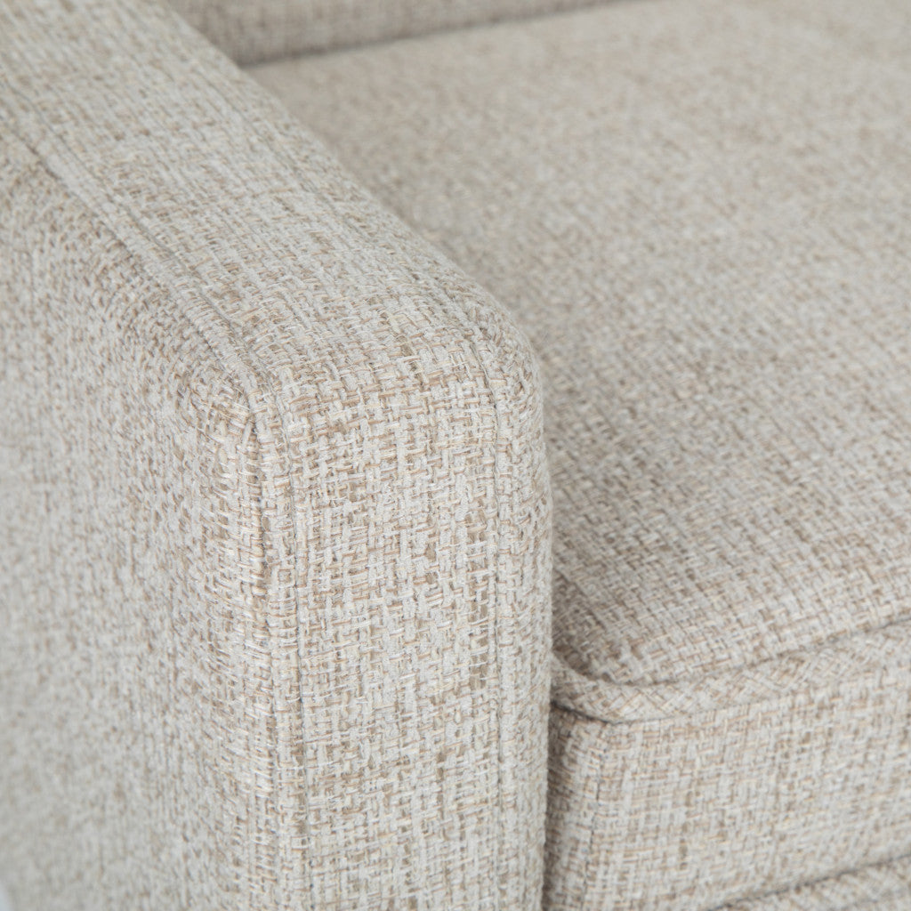 50" Beige and Brown Fabric and Wood Upholstered Bench - Living Room