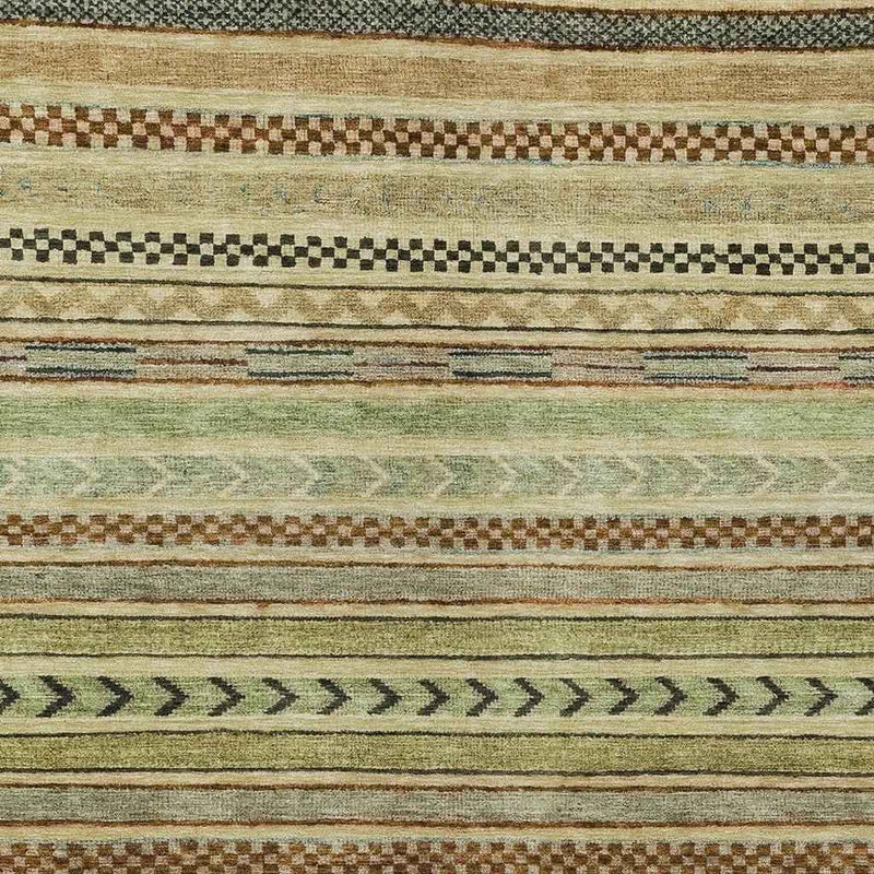 8' X 10' Beige And Taupe Striped Washable Indoor Outdoor Area Rug