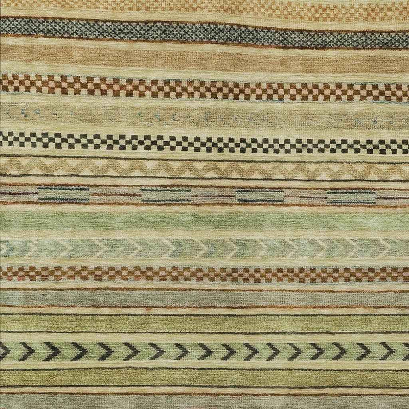9' X 12' Beige And Taupe Striped Washable Indoor Outdoor Area Rug