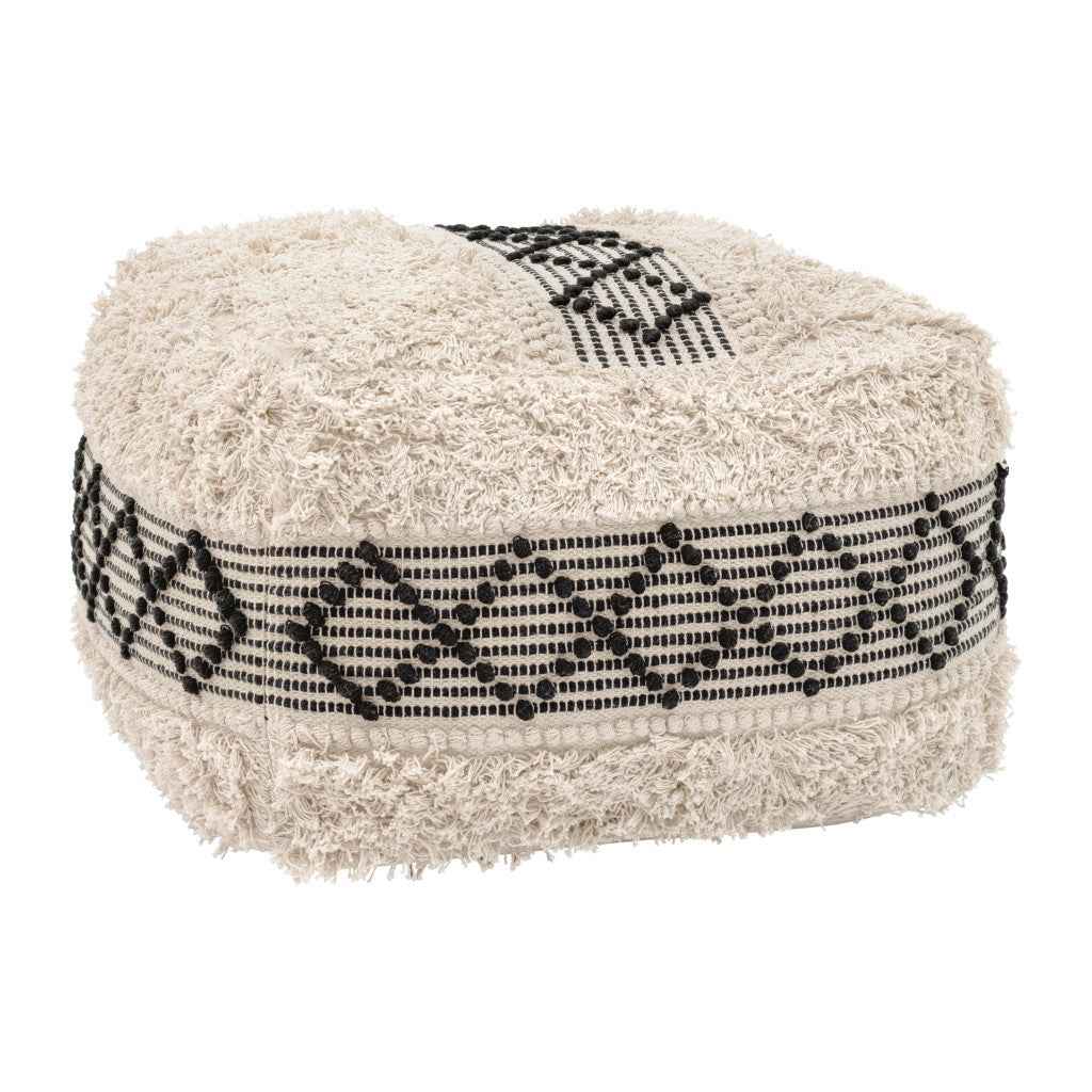 24" Black Cotton Round Ottoman