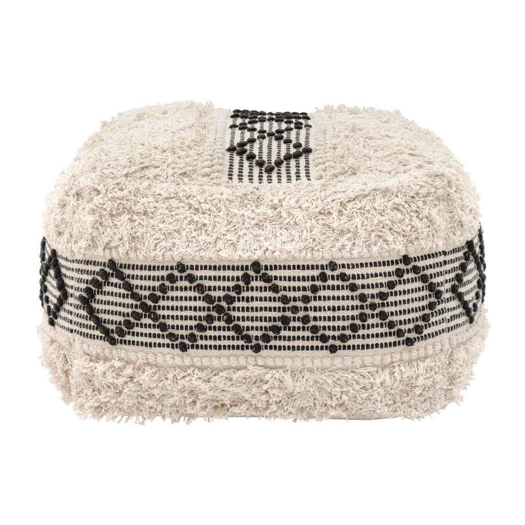 24" Black Cotton Round Ottoman