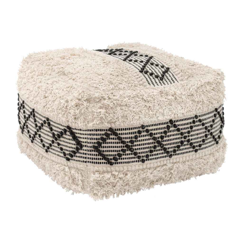 24" Black Cotton Round Ottoman