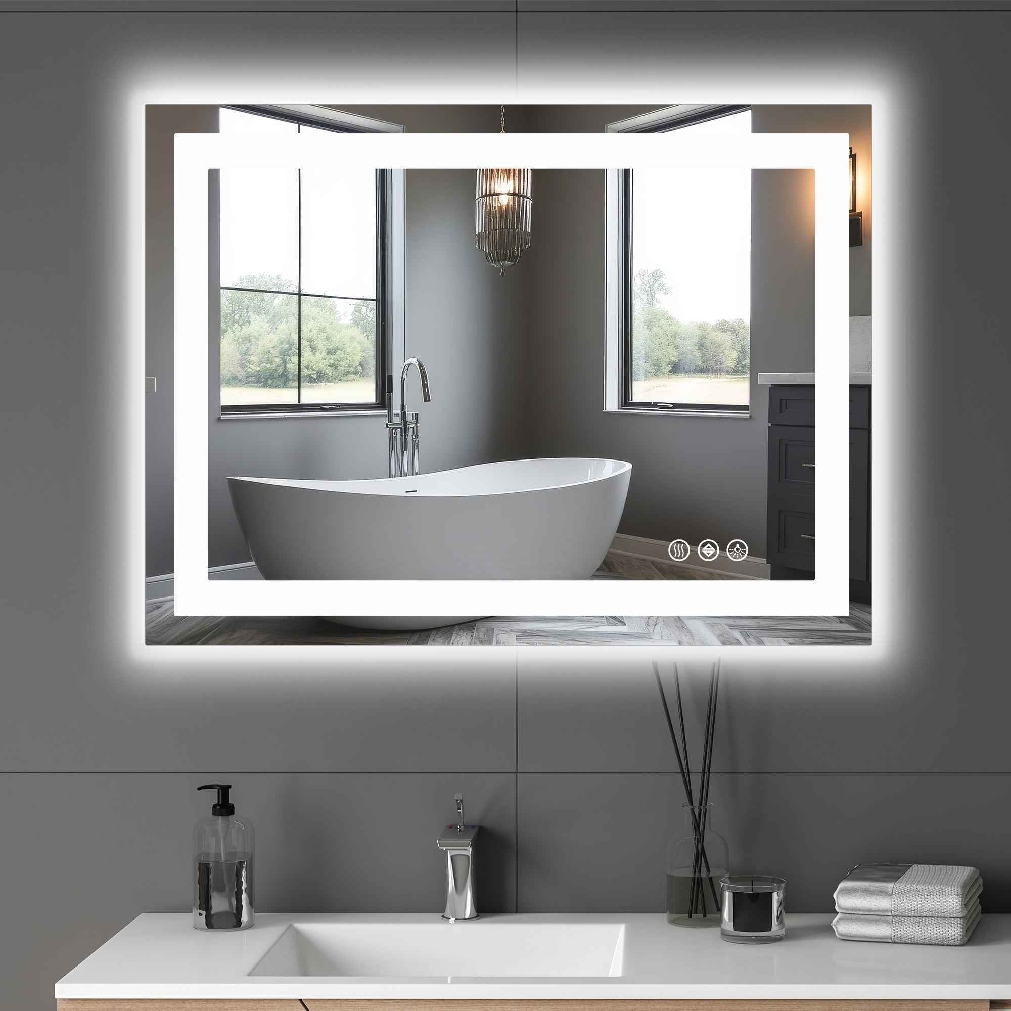24" Clear Lighted Frameless Bathroom Vanity Mirror