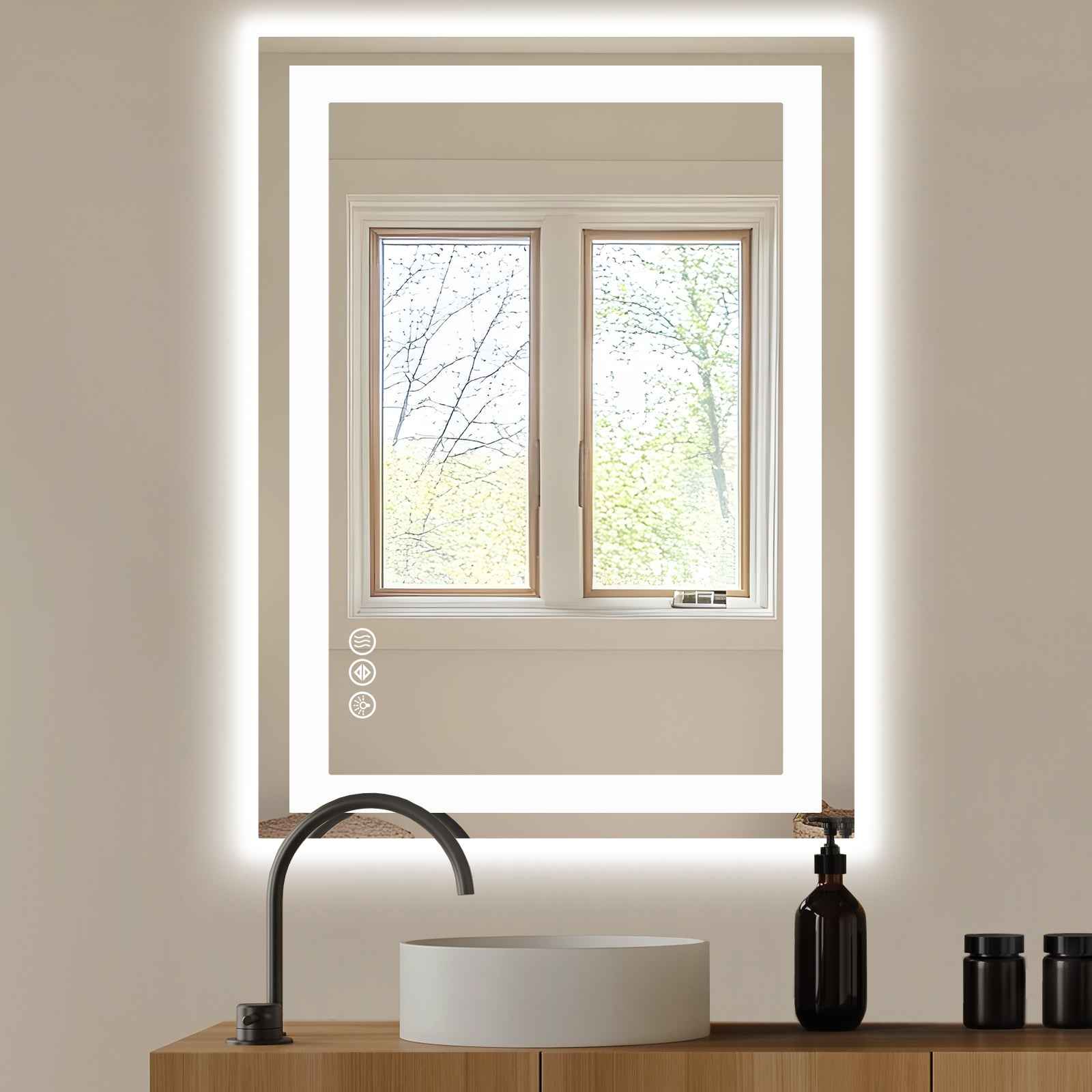 28" Clear Lighted Frameless Bathroom Vanity Mirror