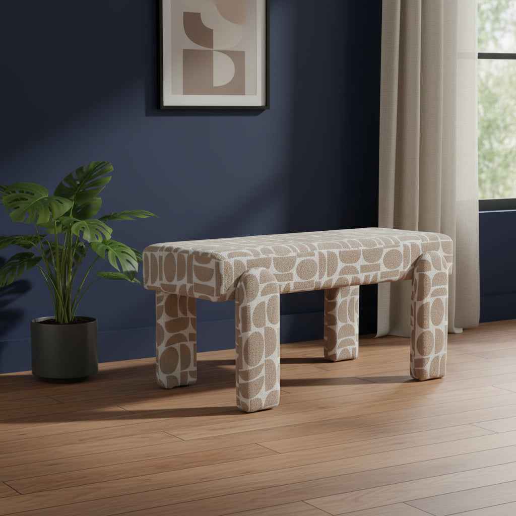 40" Fabric and Plastic Upholstered Bench