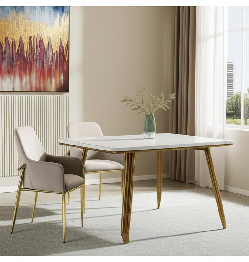 Set of Two Gray and Gold Velvet And Wood and Metal Dining Side Chairs - Kitchen & Dining