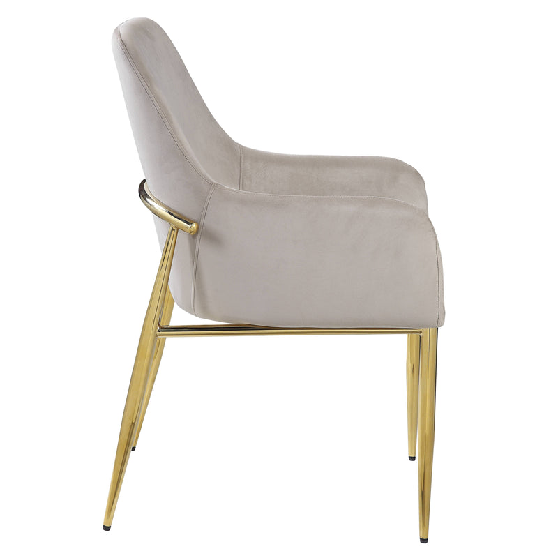 Set of Two Gray and Gold Velvet And Wood and Metal Dining Side Chairs - Kitchen & Dining