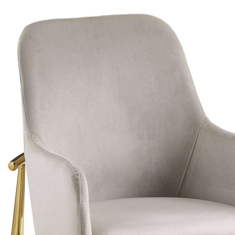 Set of Two Gray and Gold Velvet And Wood and Metal Dining Side Chairs - Kitchen & Dining