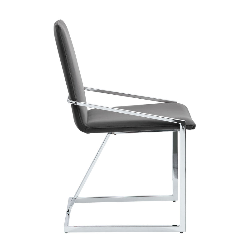 Set of Two Gray and Silver Upholstered Velvet And Metal Dining Side Chairs - Kitchen & Dining