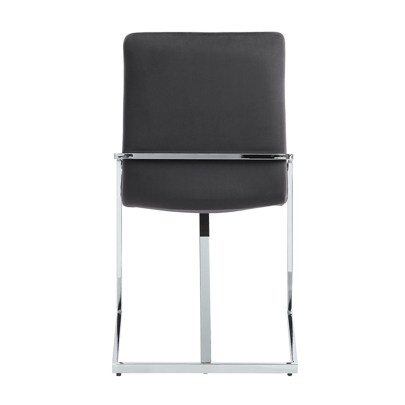 Set of Two Gray and Silver Upholstered Velvet And Metal Dining Side Chairs - Kitchen & Dining