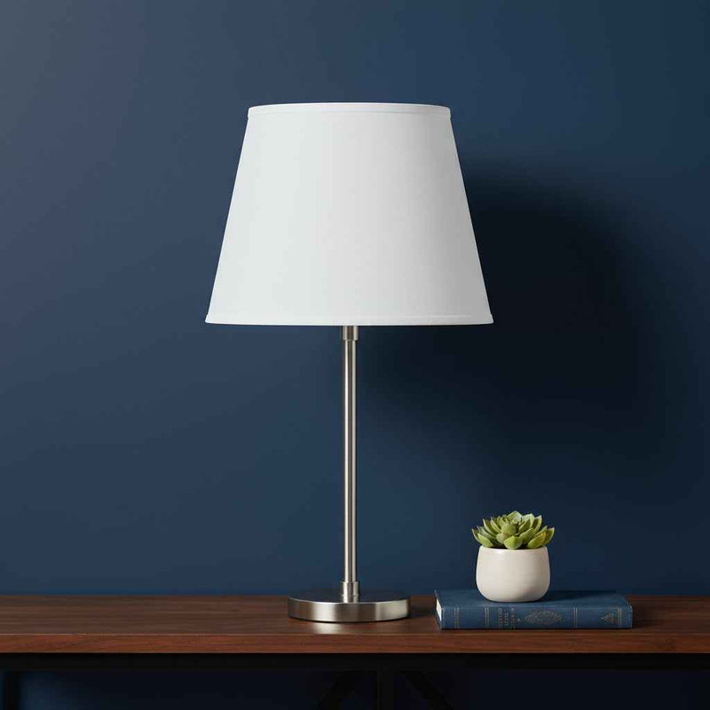 White Faux Silk Plain Drum Lamp Shade