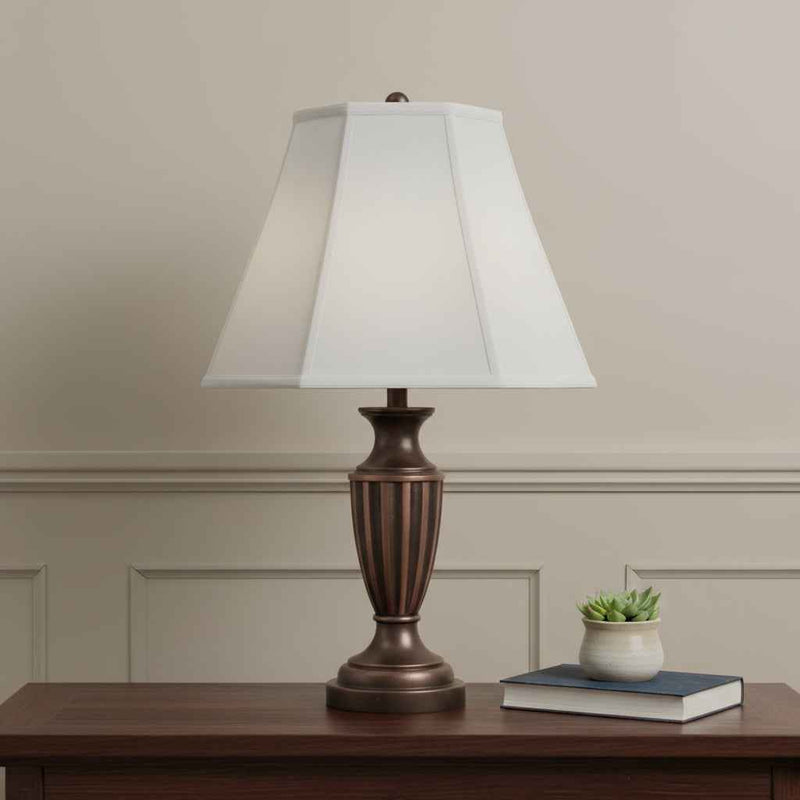 White Linen Piped Empire Lamp Shade