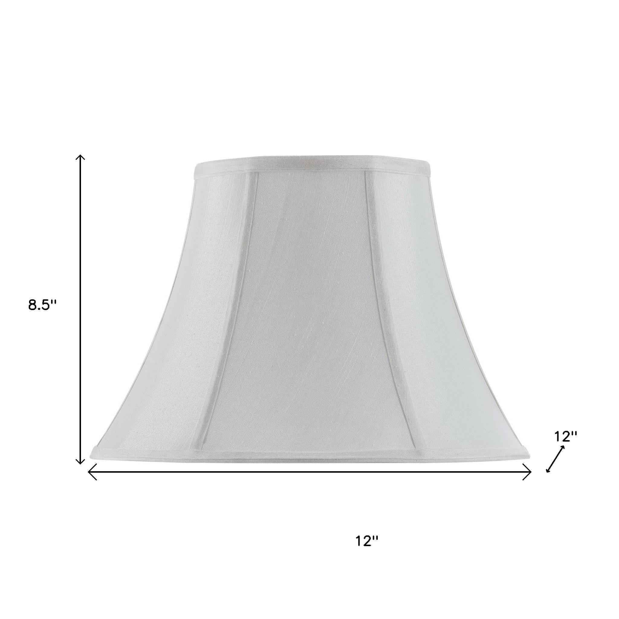 White Linen Piped Bell Lamp Shade