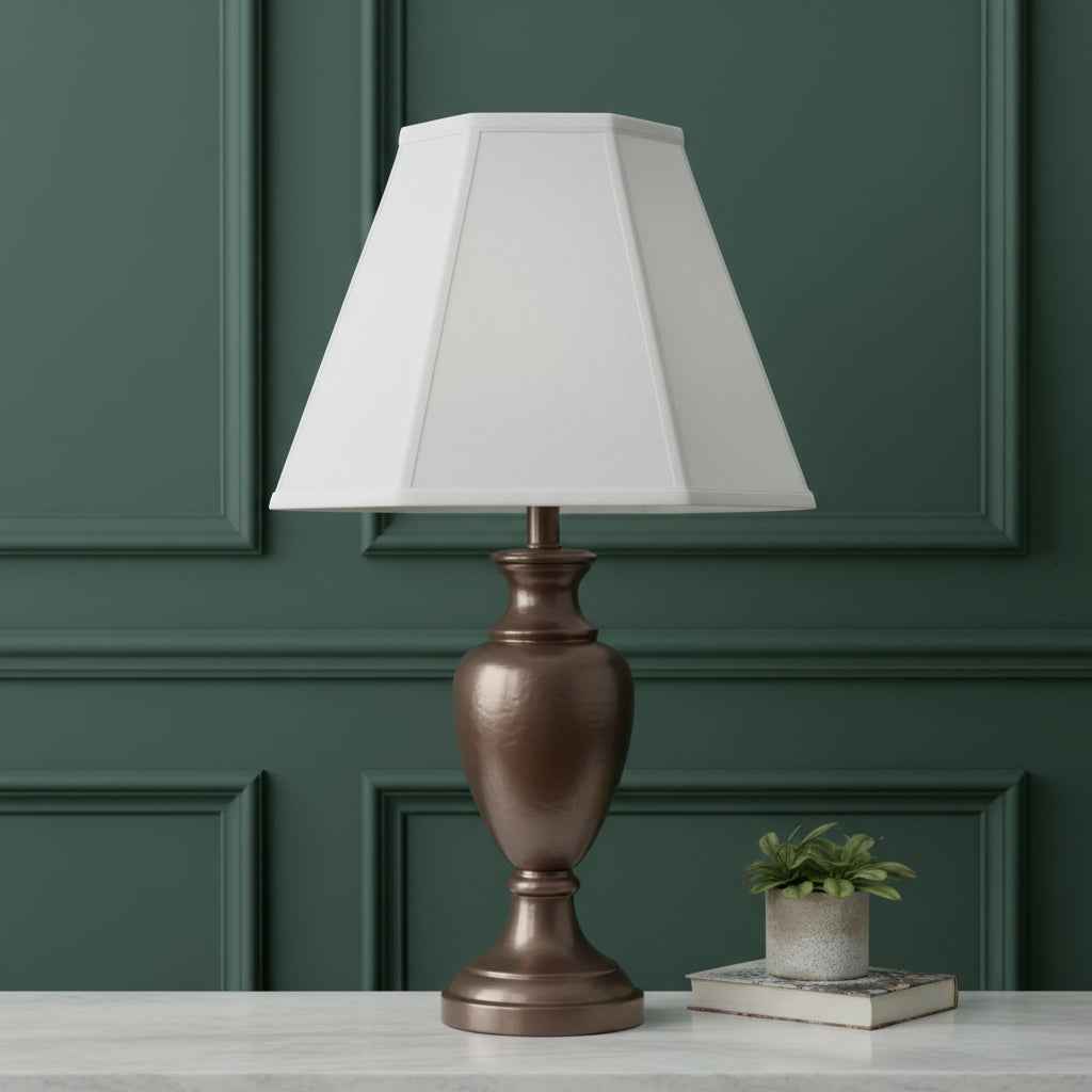 White Linen Piped Empire Lamp Shade