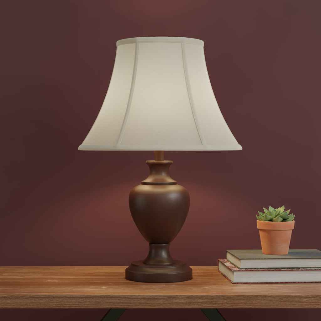 Eggshell Linen Piped Bell Lamp Shade