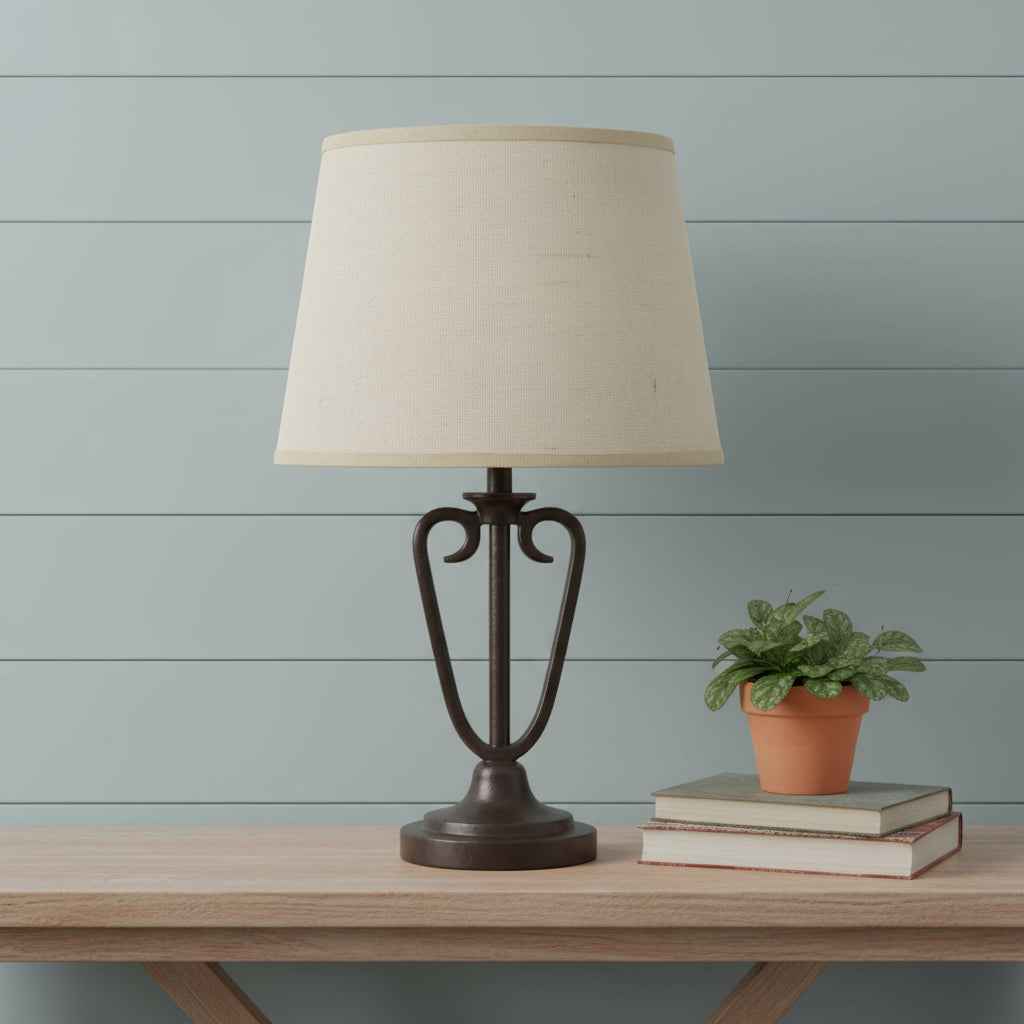 Light Brown Burlap Plain Drum Lamp Shade