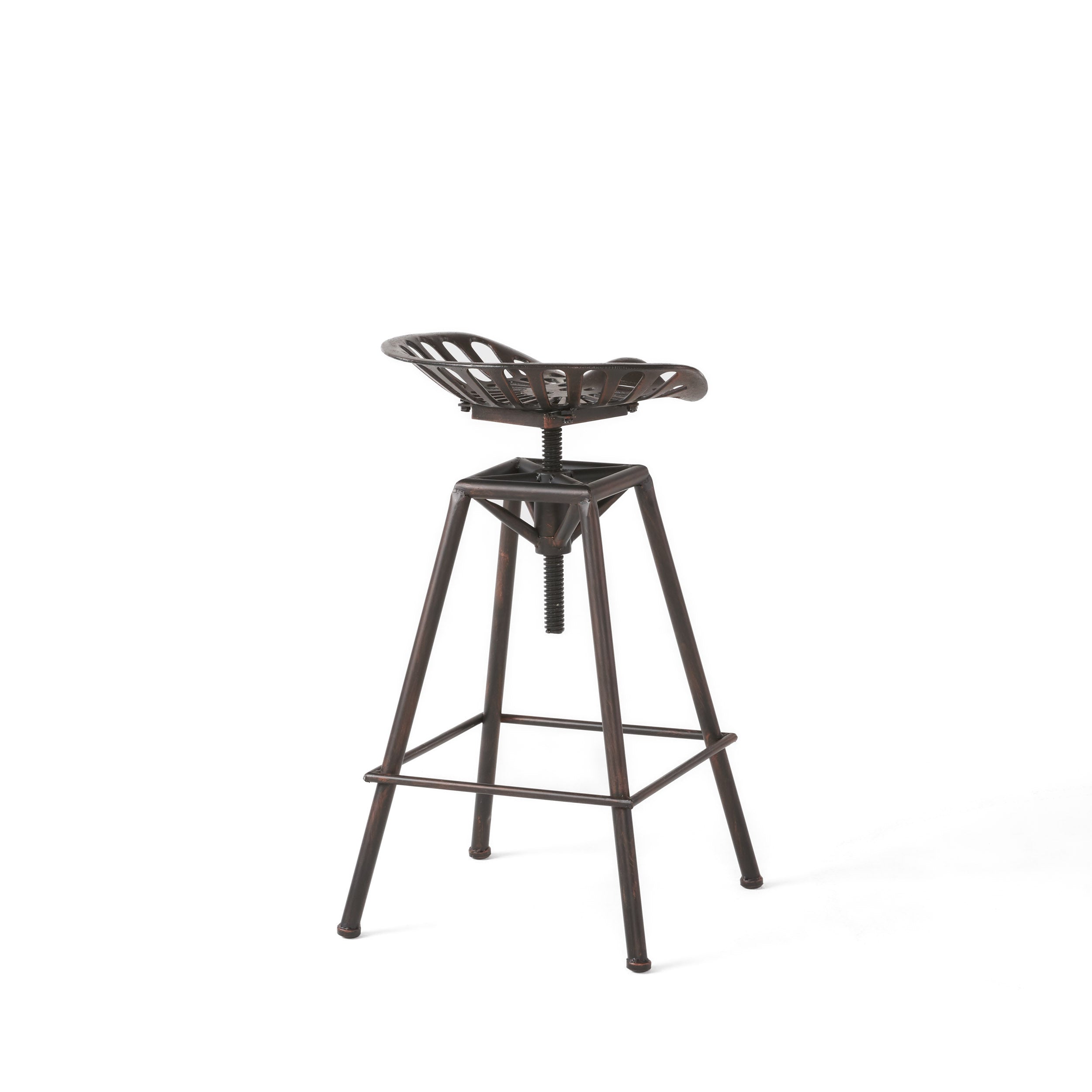 Bronze Iron Backless Adjustable Height Swivel Bar Chair - GreatEagleInc