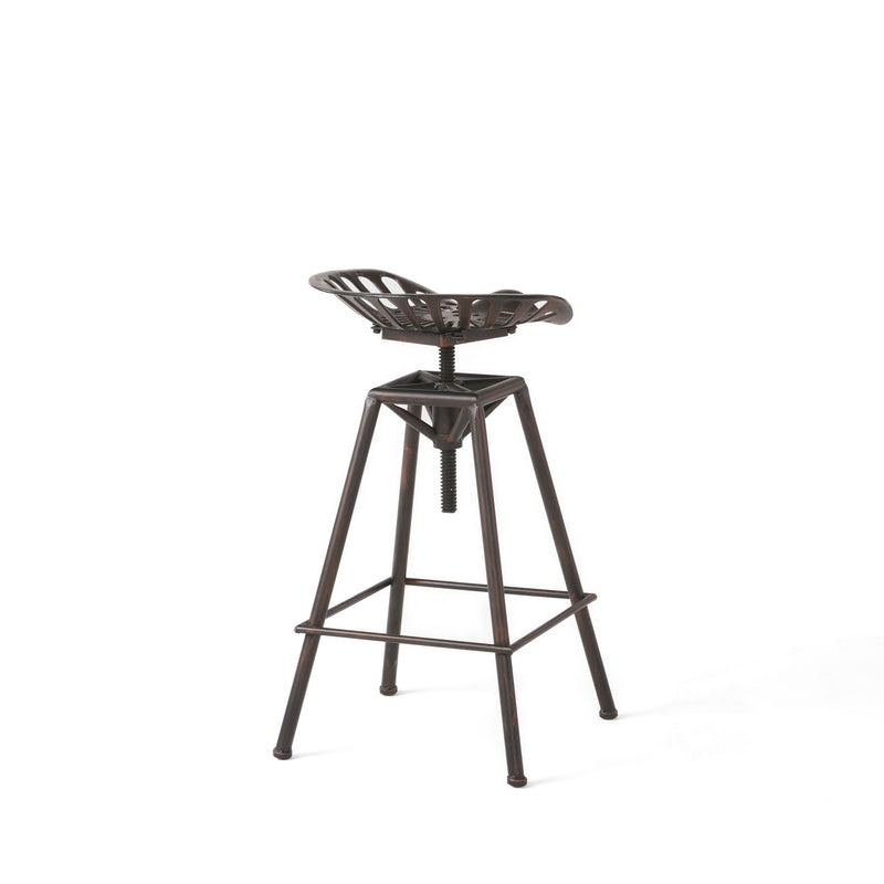 Bronze Iron Backless Adjustable Height Swivel Bar Chair - GreatEagleInc