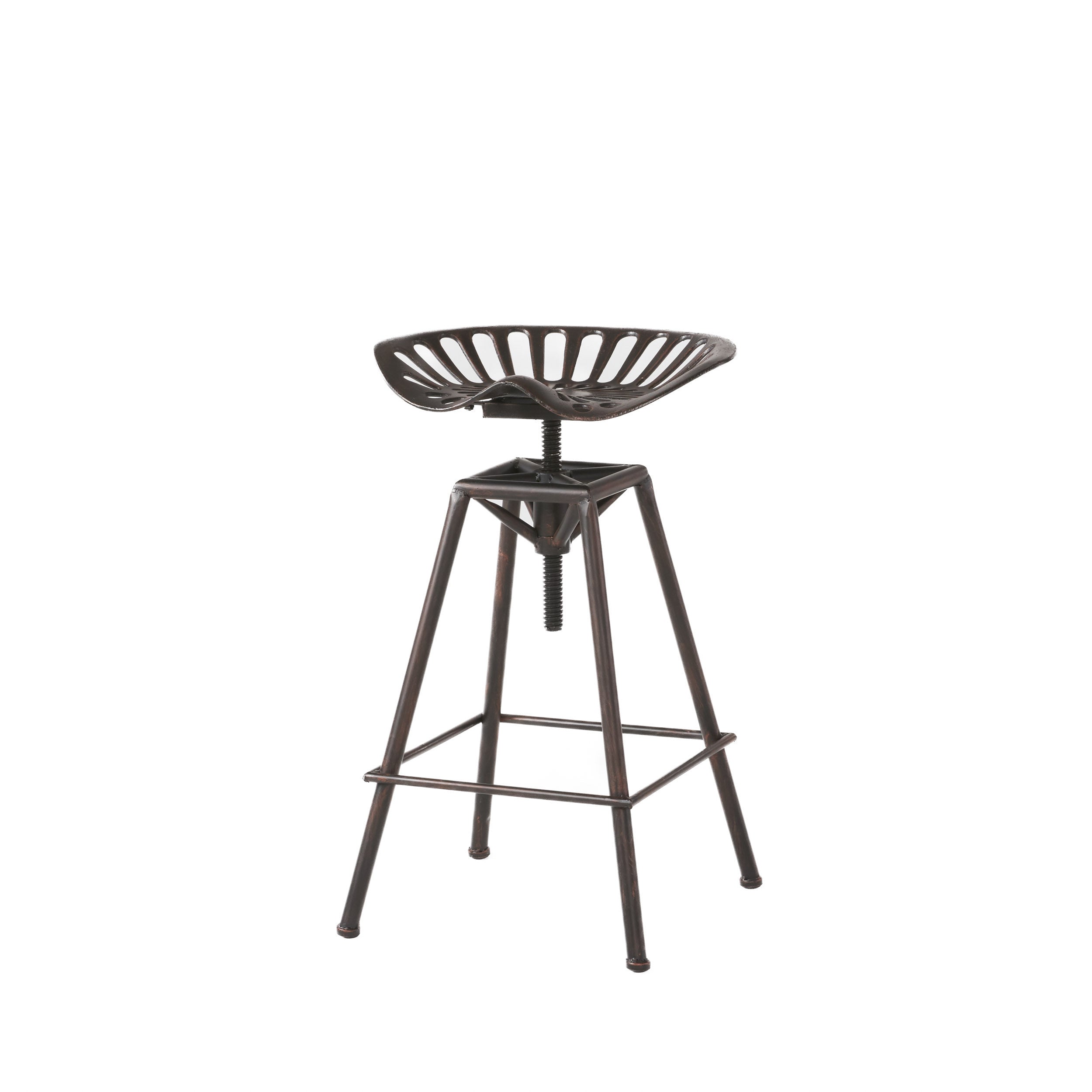 Bronze Iron Backless Adjustable Height Swivel Bar Chair - GreatEagleInc