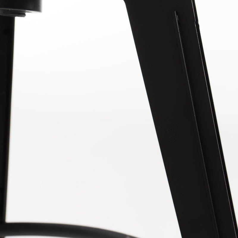 Set of Two Natural and Black Iron and Wood Backless Adjustable Height Swivel Bar Chairs - GreatEagleInc