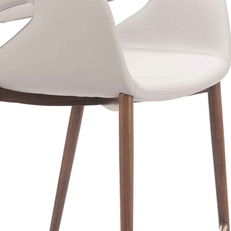 Set of Two Beige Wood and Fabric Low Back Bar Chairs