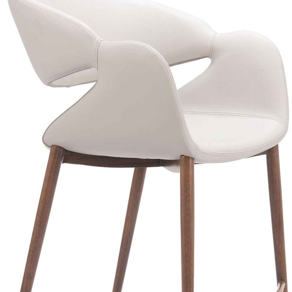 Set of Two Beige Wood and Fabric Low Back Bar Chairs